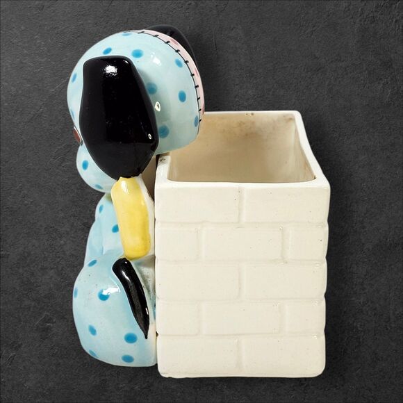 Vintage Napco K2222 Patchwork Puppy Planter Pink & Blue Ceramic Japan Transition - Picture 3 of 12